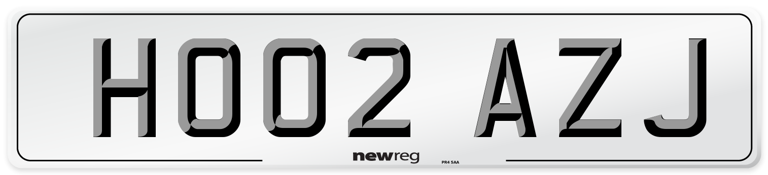 HO02 AZJ Number Plate from New Reg